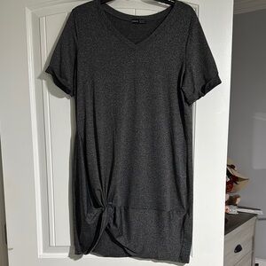 Dark Gray V-Neck T-Shirt Dress